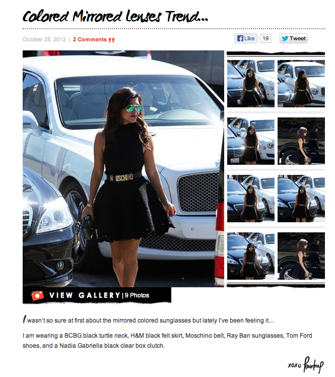 Kourtney Kardashian - Occhiali da sole con lenti a specchio