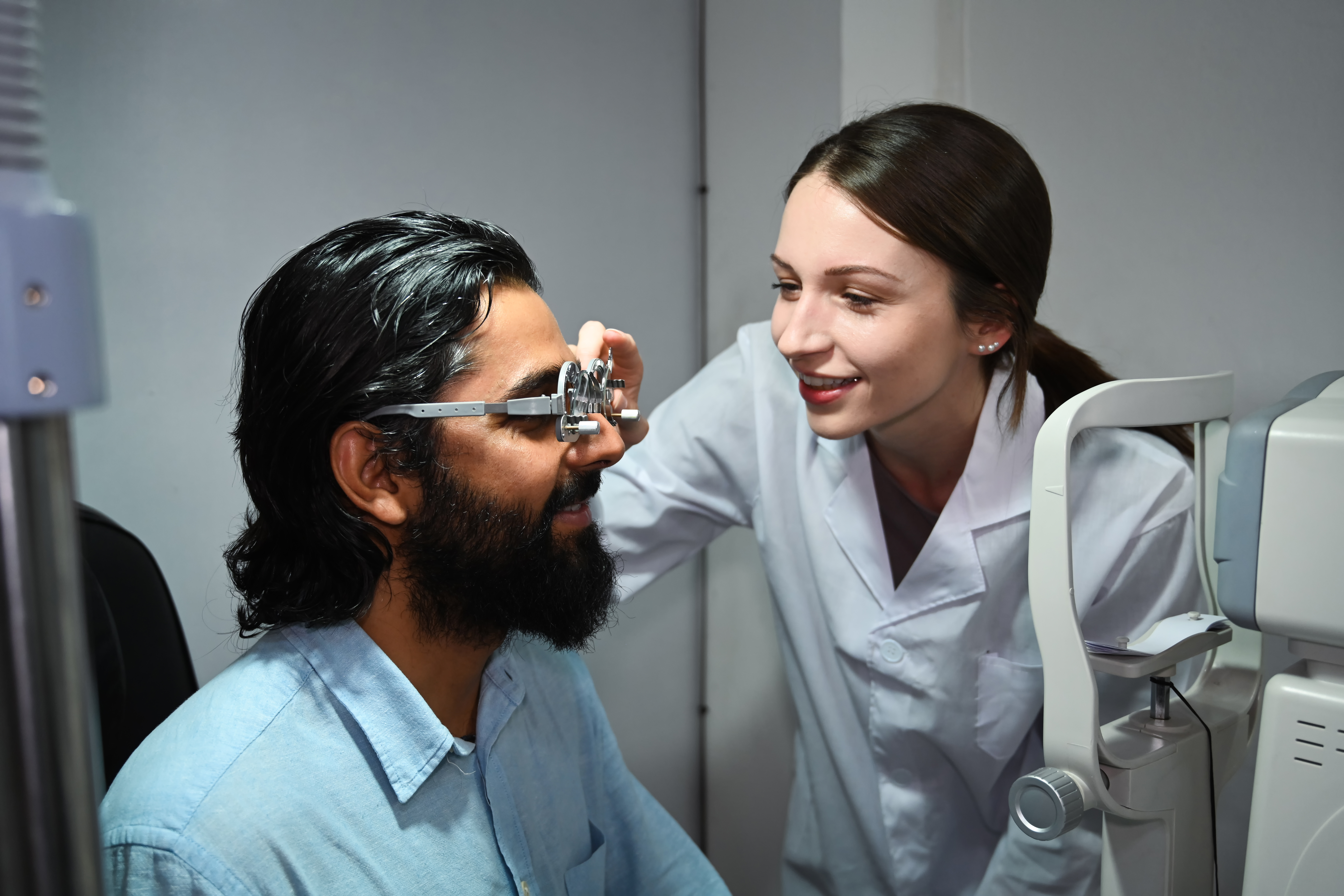 Eye examination: visual acuity and refraction check