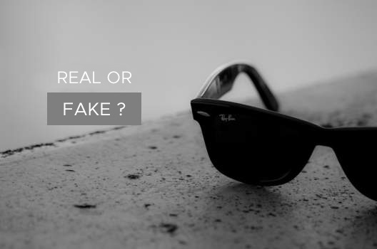 Real and fake Ray-Ban sunglasses side by side for comparison