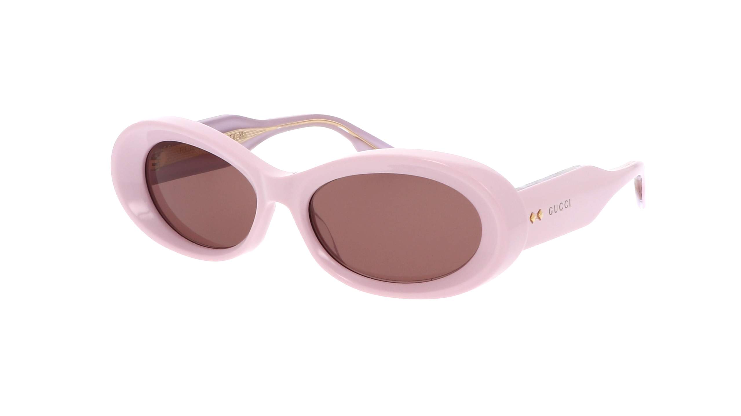 Gucci GG1527S 003 — pink acetate sunglasses with gold logo and rivets