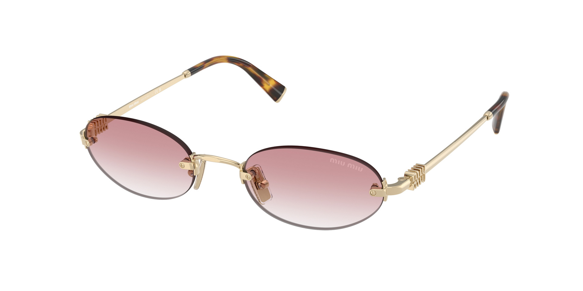 Miu Miu MU A54S ZVN70O 51-20 rimless sunglasses, pale gold
