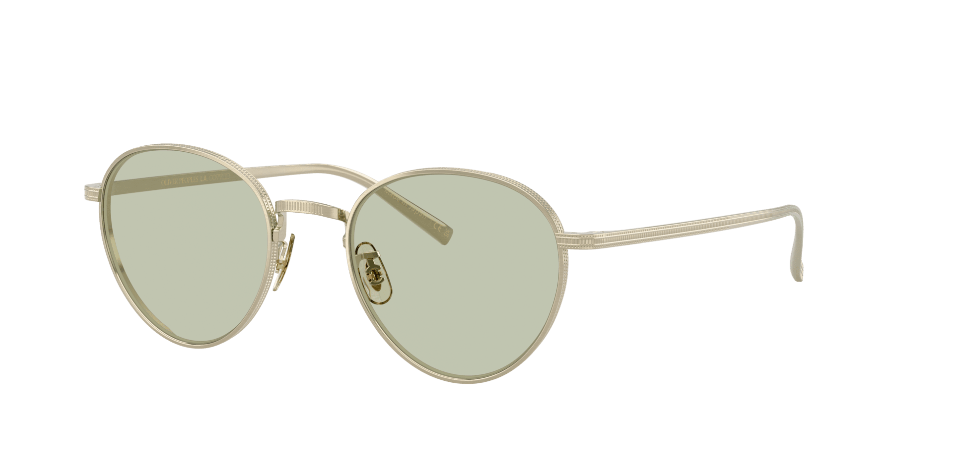 Oliver Peoples Kesner in brushed soft gold with soothing green lenses