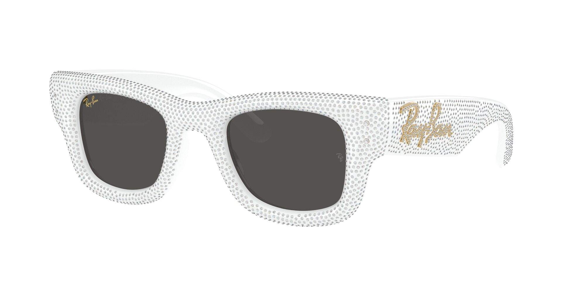 Ray-Ban Wayfarer Puffer ASAP Rocky RB4940BP 6866/87 — white frame with pavé crystals, stage-ready energy