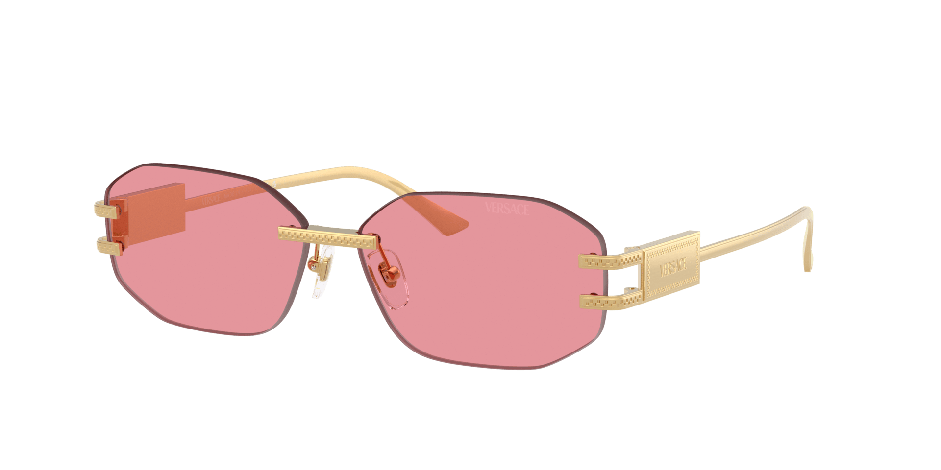 Versace VE2274 gold frame with luminous pink lenses