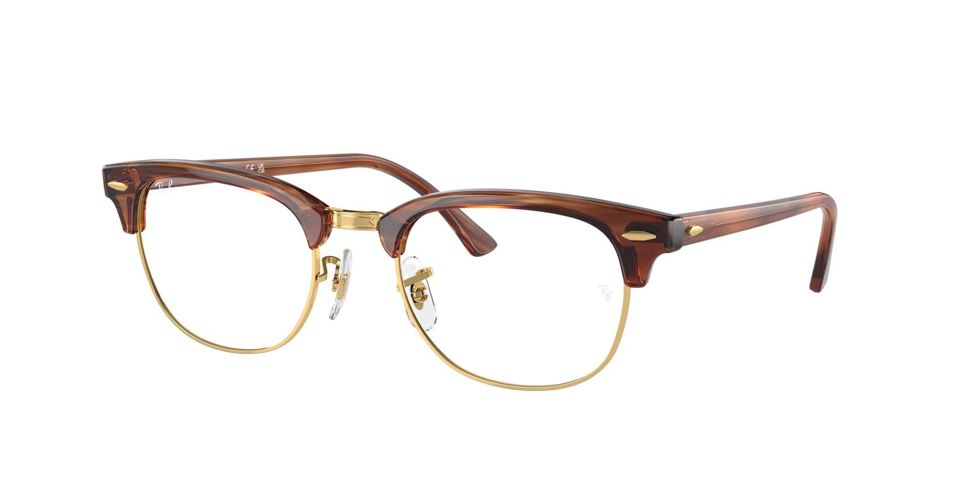 Ray-Ban Clubmaster RX5154 striped brown on gold — optical frame