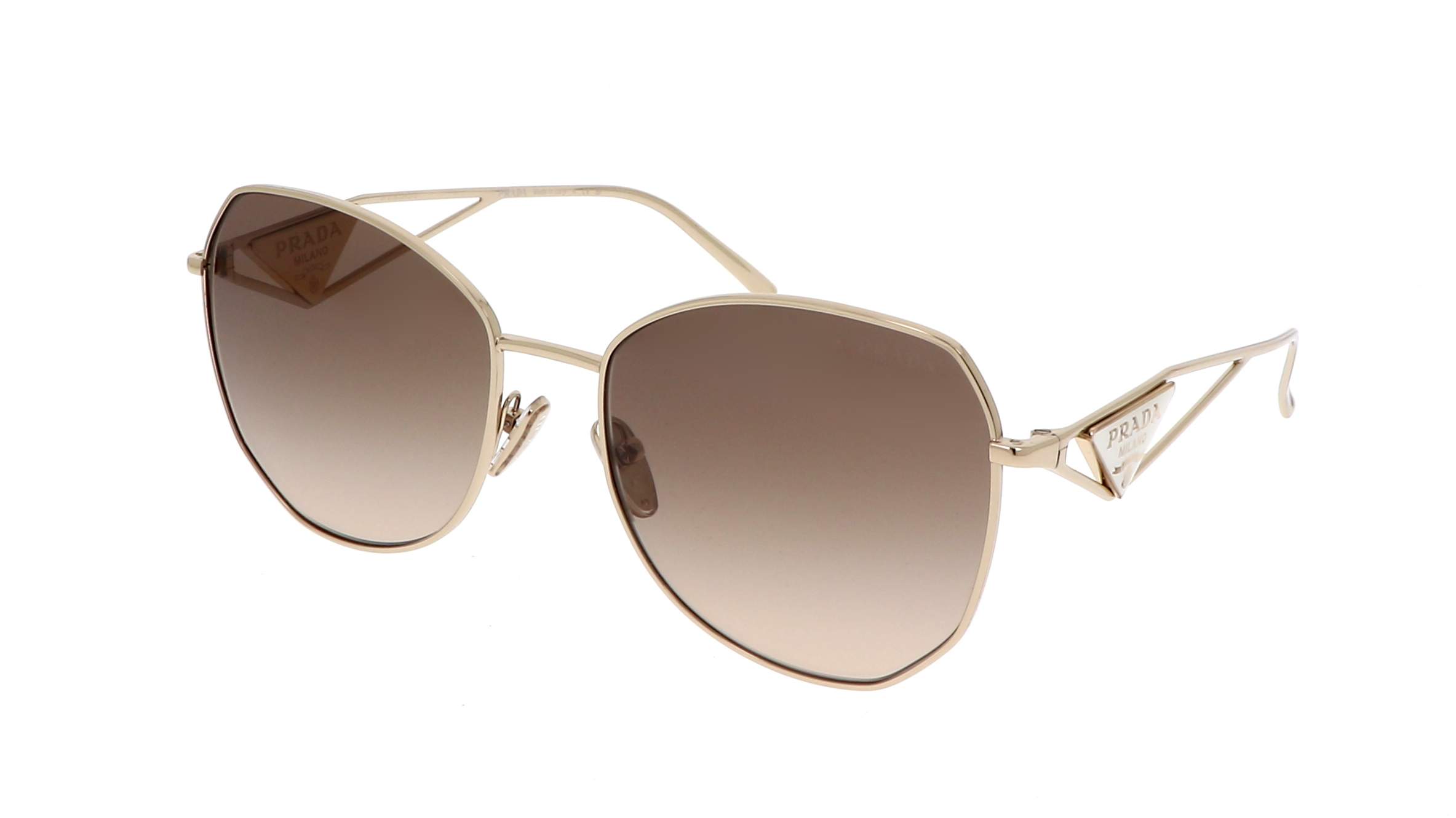 Prada PR 57YS ZVN-3D0 57-18 — metal gold sunglasses with rose-brown gradient lenses